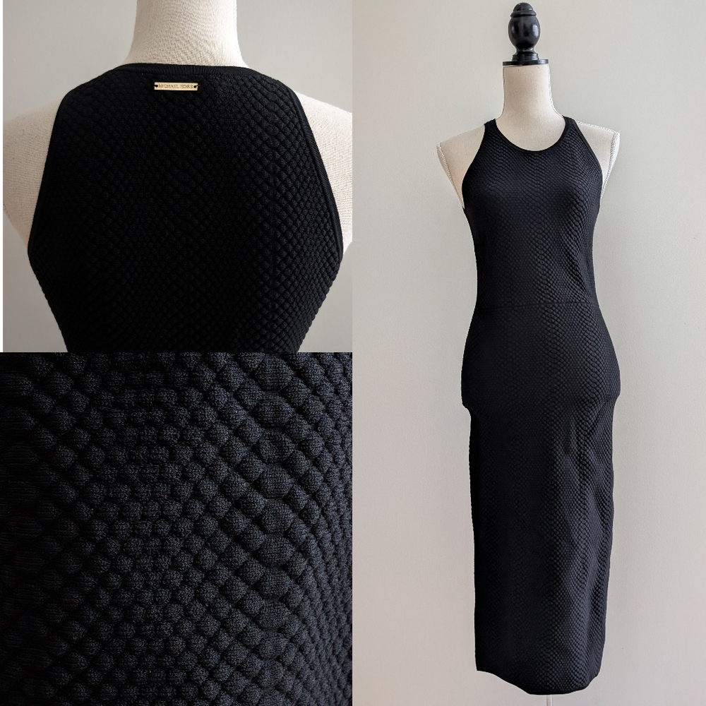 Michael Kors Black Halter Knit Sheath Midi Dress Sz S